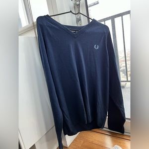 Fred Perry Vintage Mens V-Neck Sweater - 44” (XL) with holes